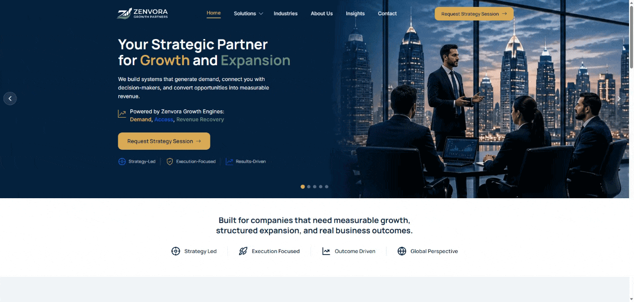 Zenvora Growth Partners Website